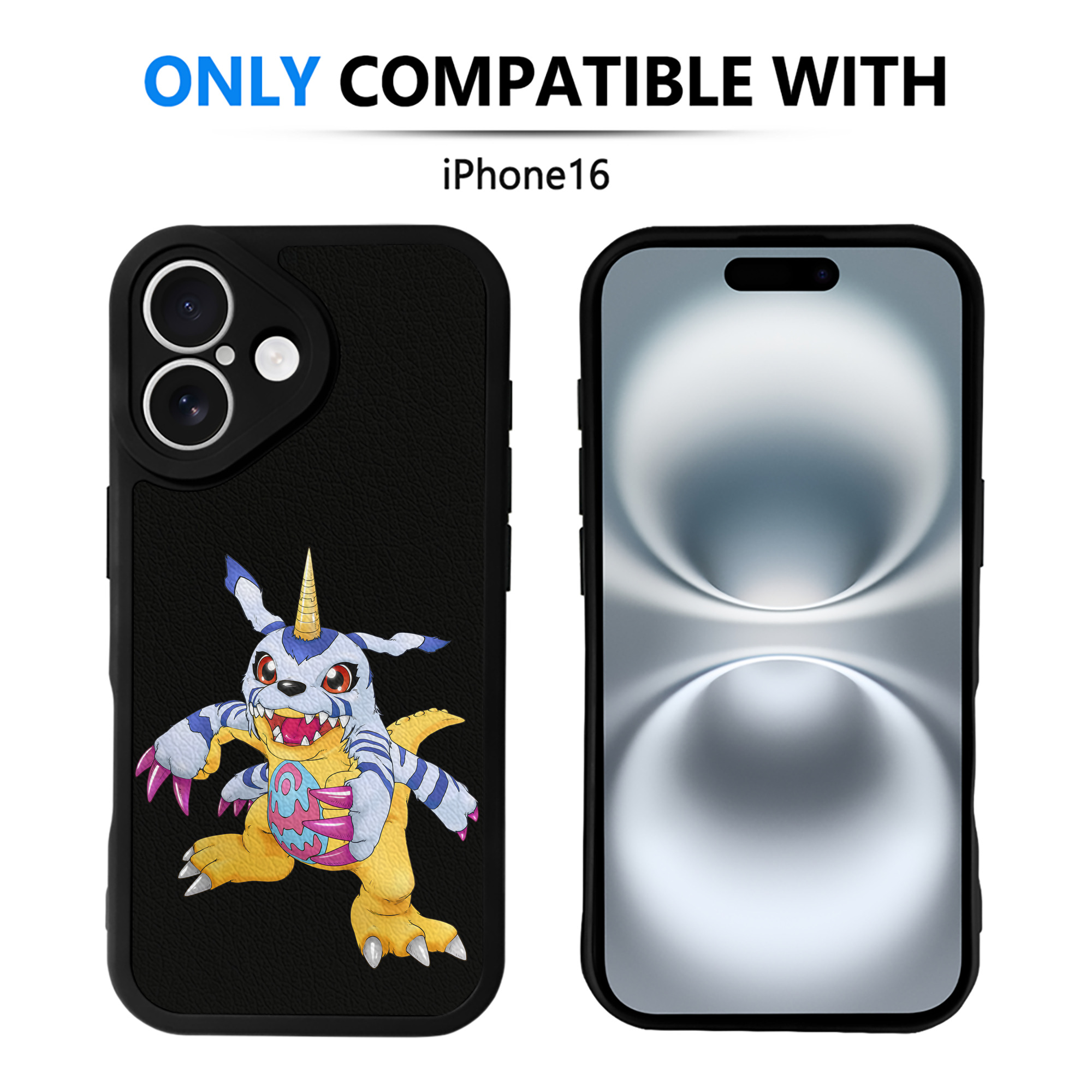（画像用） Digimon デジタルモンスター/デジモン 【iPhone 16シリーズ対応】シリコンスマホケース（レザー調） 材質：シリコン
